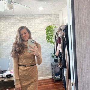 Cable knit sweater dress